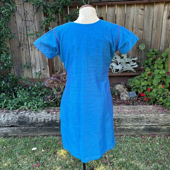 Indian Turquoise Georgette Rhinestone Vintage Dress Women's size XL - Picture 4 of 13